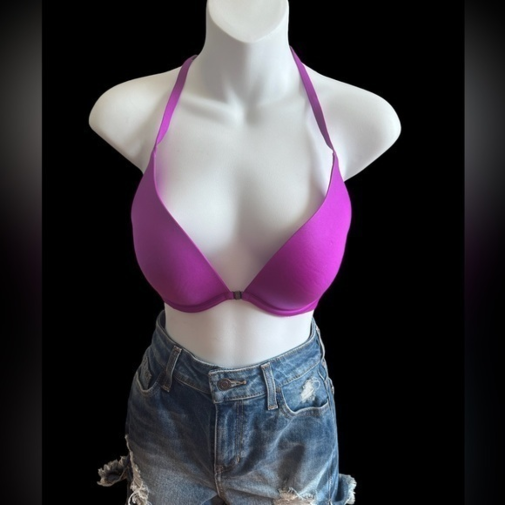 Victoria Secret Purple Plunge Halter Bra 34C